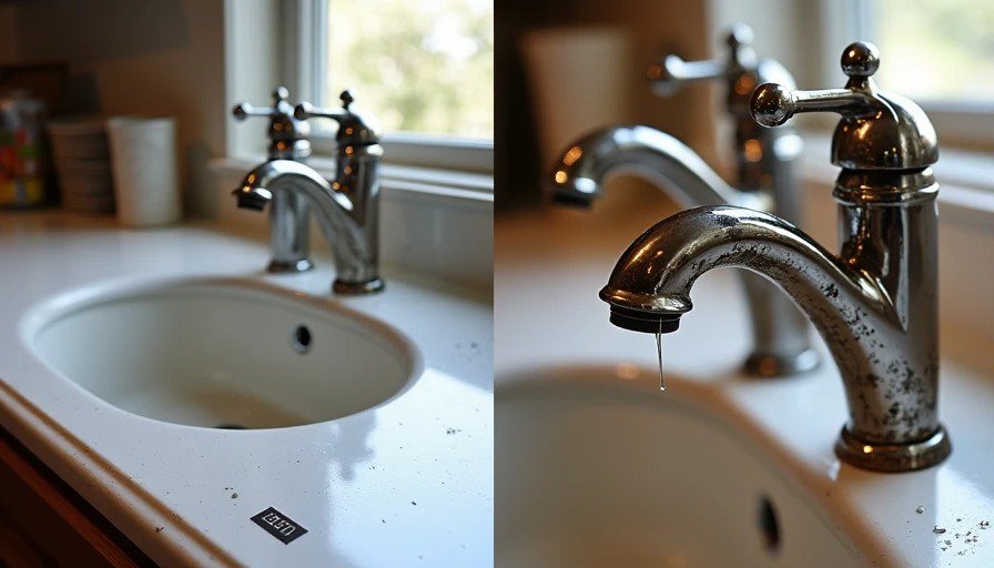Glacier Bay Faucet Failure Comparison New vs failed Glacier Bay faucet after six months rust and corrosion