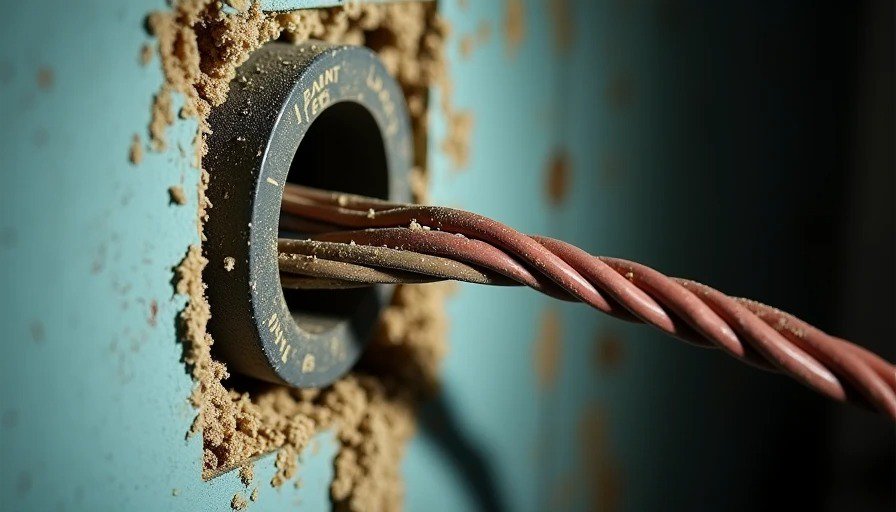 Hazardous Old Wiring Splice Found Behind Wall Dangerous knob-and-tube spliced to Romex with electrical tape no junction box