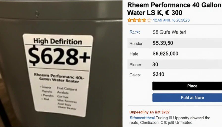 Marketplace Find to Installed Water Heater Success Unopened Rheem water heater box from Marketplace pickup versus installed unit in basement